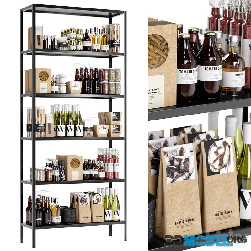 Kitchen decor set 13 (bottles, spices, olives)