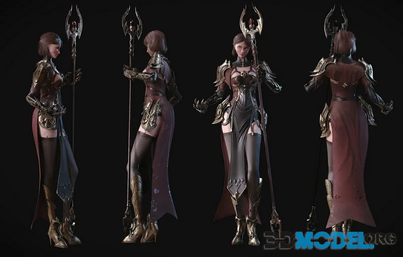 Knight girl low-poly (PBR)