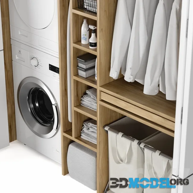 Laundry (white and wood set)