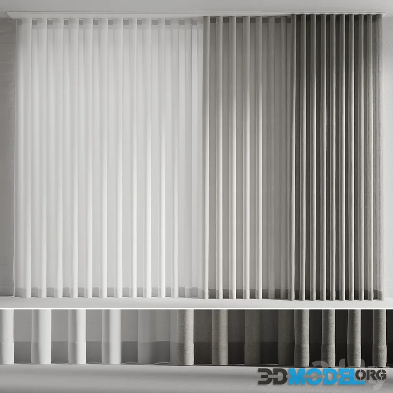 Linen curtains with tulle
