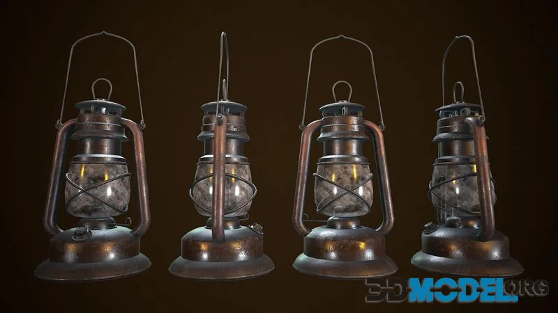 OIL LAMP VINTAGE REALISTIC STYLIZED low-poly (PBR)