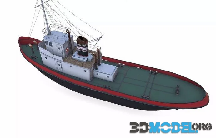 Old Tugboat Low-poly (PBR)
