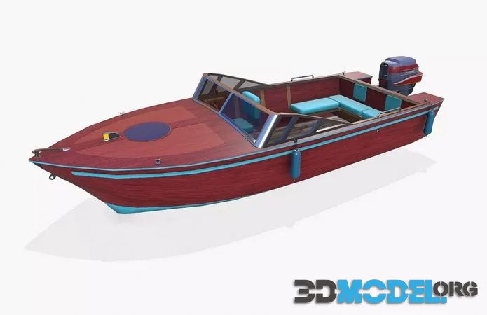 Old Vintage Speedboat Low-poly (PBR)