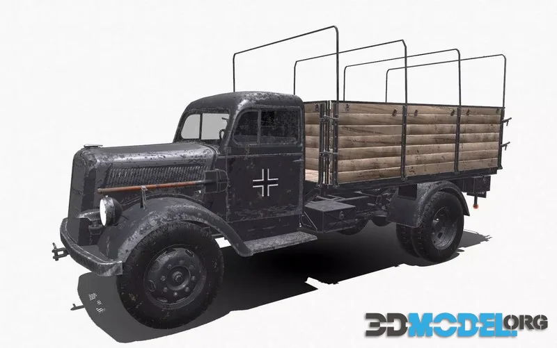 Opel Blitz WW2 German Military Truck low-poly (PBR)