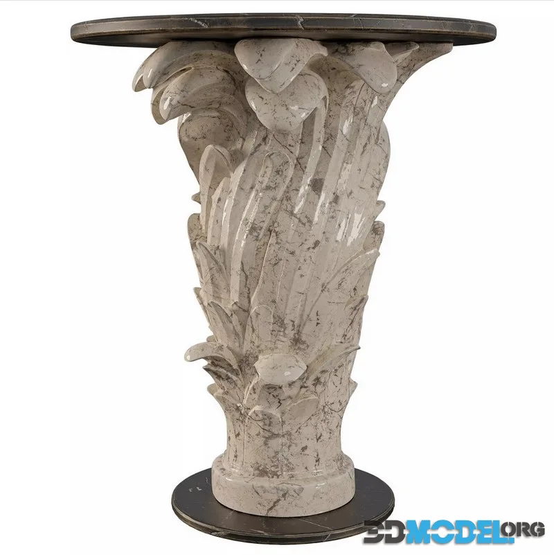Ornate Baroque Acanthus Leaf Pedestal Table low-poly (PBR)