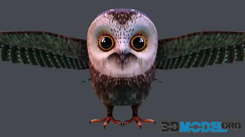 Owl bird low-poly (PBR)