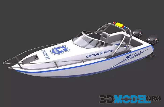Police Speedboat Low-poly (PBR)