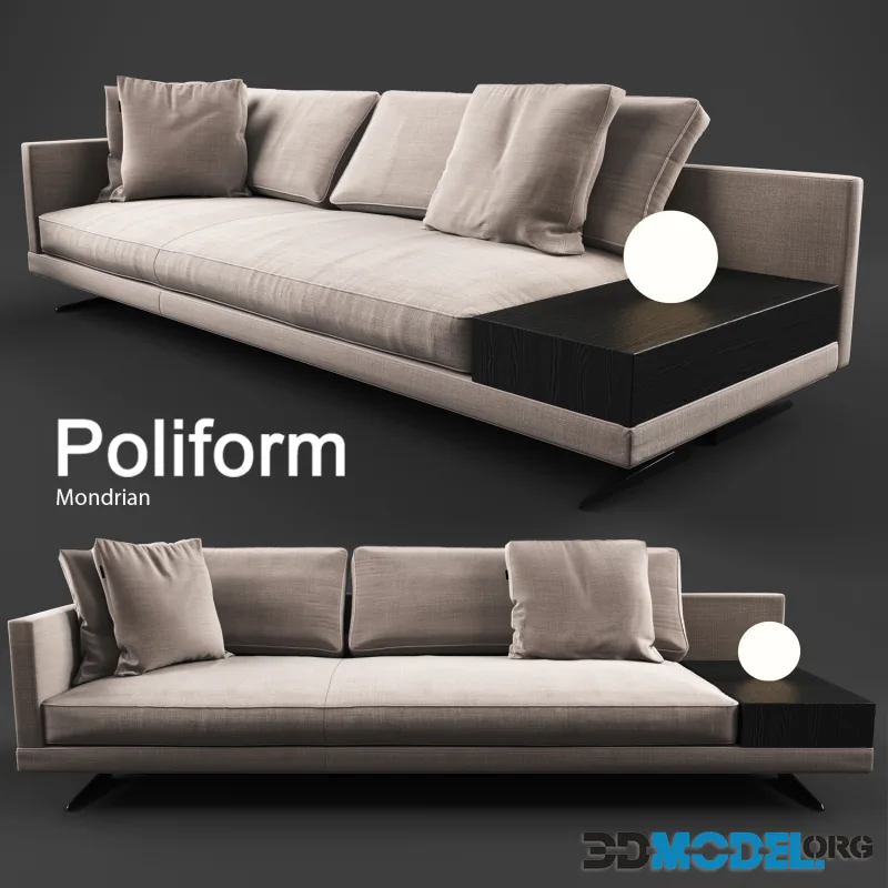 Poliform Mondrian Sofa with lamp