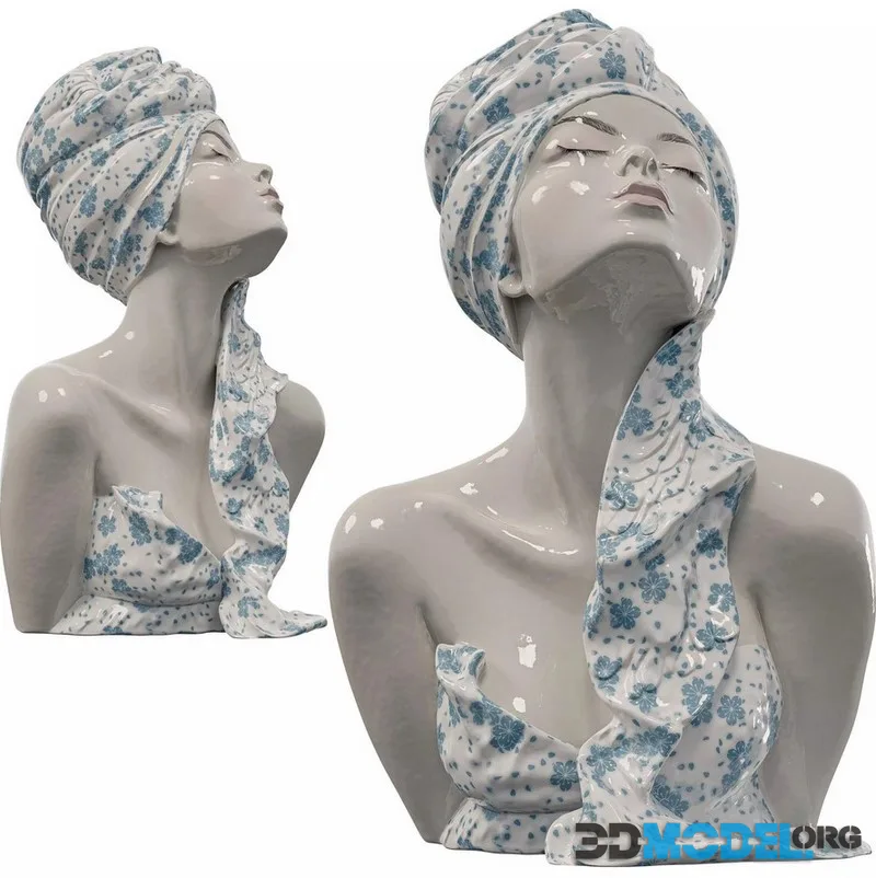 Porcelain Ceramic Floral Bust Sculpture (PBR)
