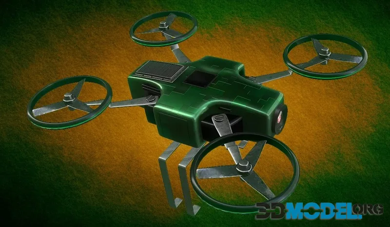 Quadcopter drone low-poly (PBR)
