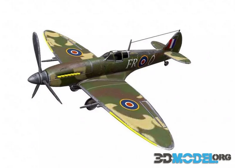 Royal Air Force Fighter Super-marine Spitfire MK1A low-poly (PBR)