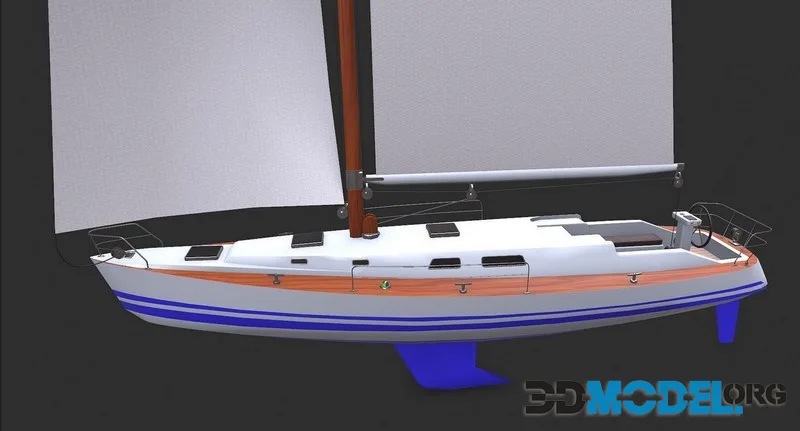 Sailing Yacht Low-poly (PBR)