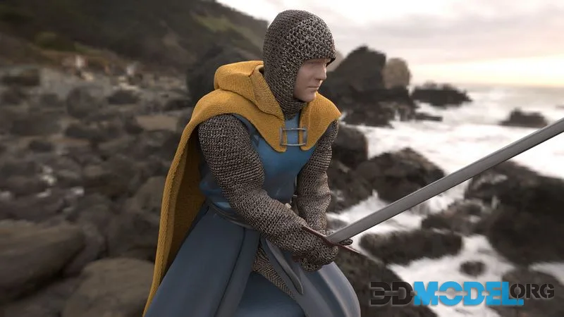 Sentinel of the Steel The Sword-Wielding Knight low-poly (PBR)