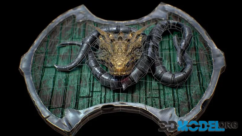 Shield with dragon head free low-poly (PBR)