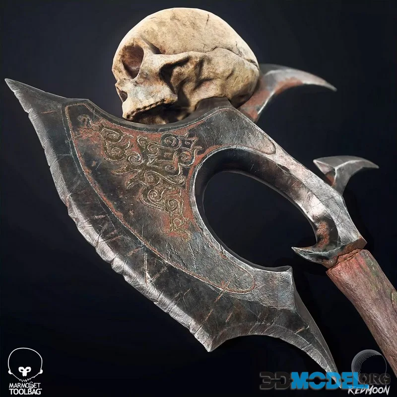 Skull Axe low-poly (PBR)
