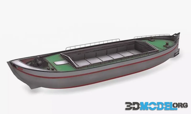 Small River Barge Boat Low-poly (PBR)