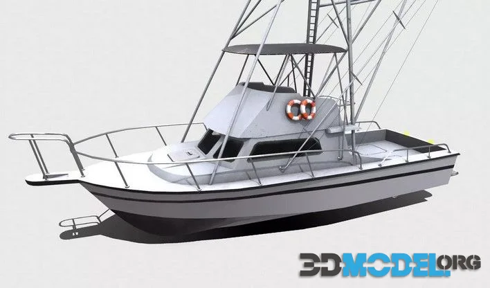 Sports Fishing Boat Low-Poly (PBR)