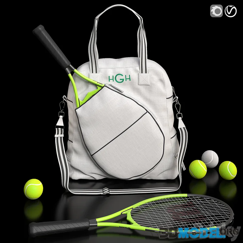 3D Model – Sporty stripe tennis tote (Sports bag with compartment for ...