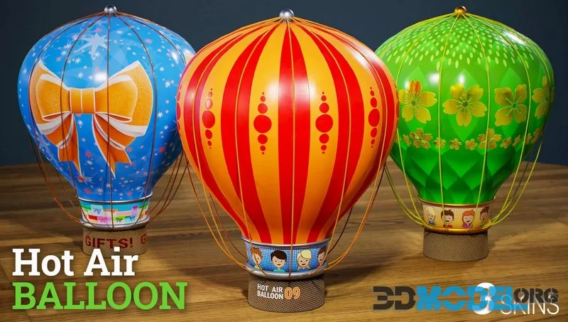 Stylized Hot Air Balloon low-poly (PBR)