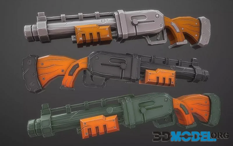 Stylized Shotgun Weapon low-poly (PBR)