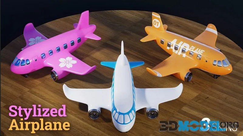 Stylized Toy Airplane low-poly (PBR)