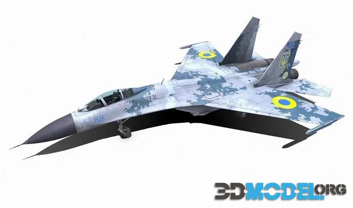 Sukhoi Su-27P Ukrainian Fighter Jet Low-poly (PBR)