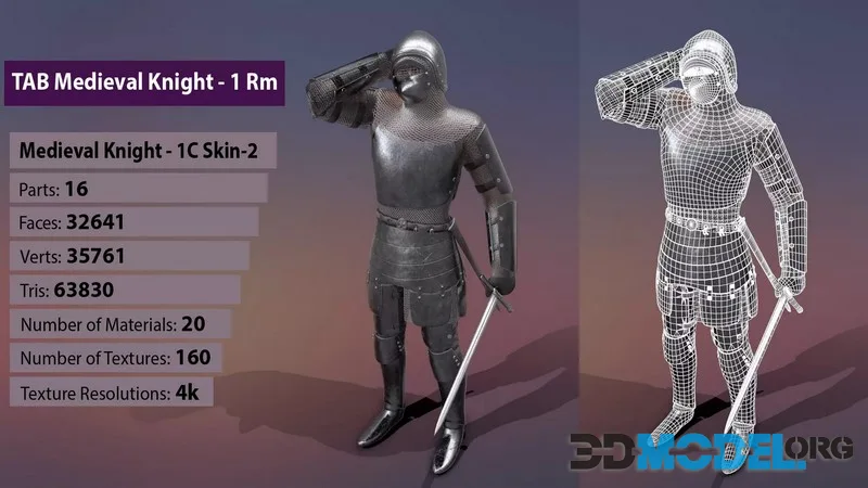 TAB Medieval Knight – 1Rm C – Skin2 low-poly (PBR)