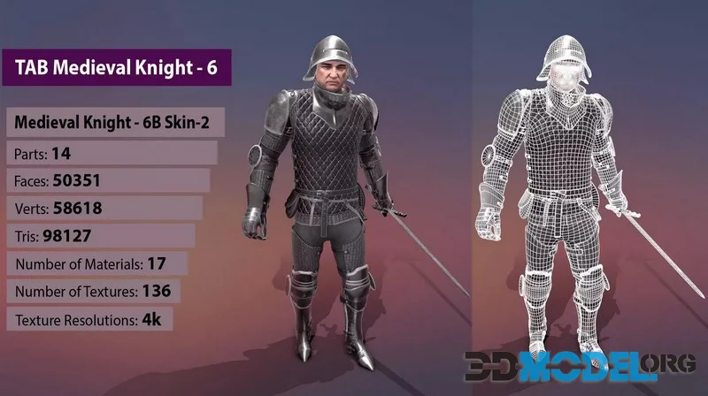 TAB Medieval Knight – 6B – Skin2 low-poly (PBR)