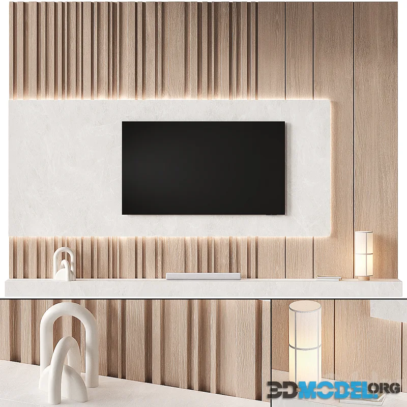 TV Wall set 02 (TV Samsung QN90B 75, Samsung S-Series Soundbar S61A, Hashira Lamp by Menu)