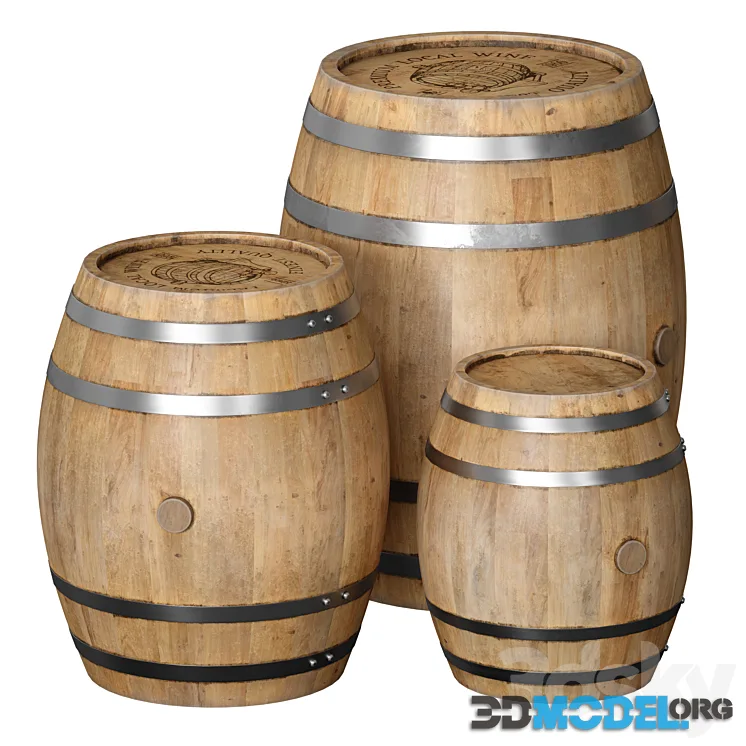 Wooden barrels set