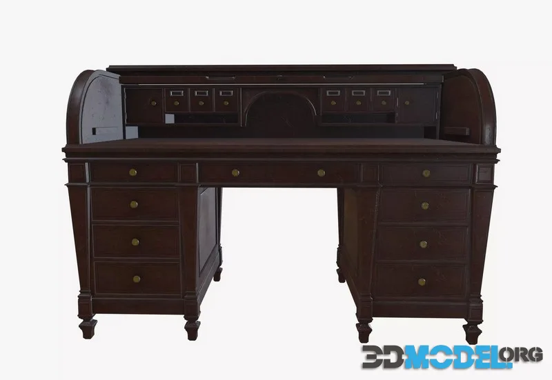 Wooden desk for classic interior (PBR)