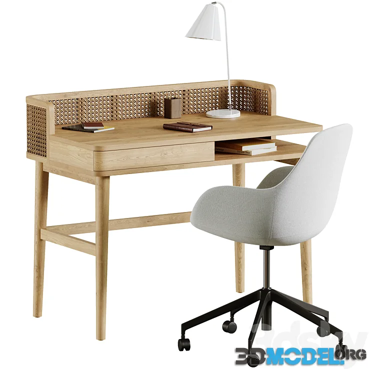Workplace with Araxi table (wood and white)