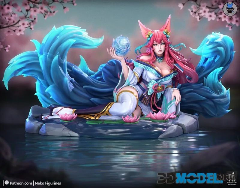 Neko Figurines - Fox Spirit Lady Ahri - MOBA Game Figure – Printable