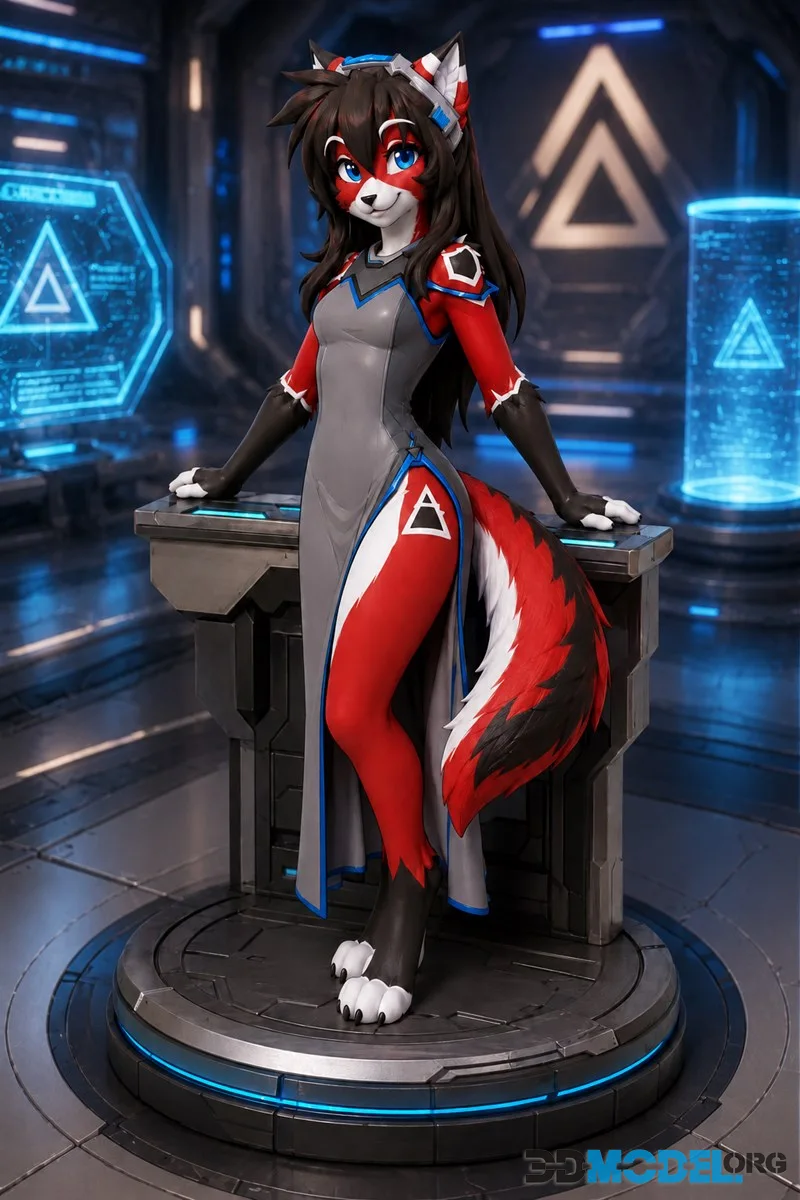 Ara Sci‑Fi Kemono Foxgirl Figurine – Printable