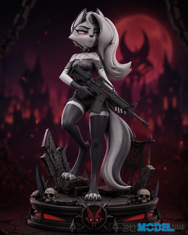 Loona Hell Yeah Freedom Guardian – Helluva Boss Inspired Anthro Figurine – Printable