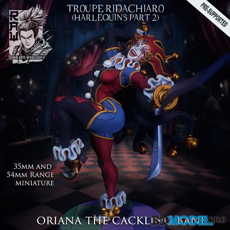 Ronin Arts Workshop - Oriana The Cackling Bane - Blade Dancer Harlequin – Printable