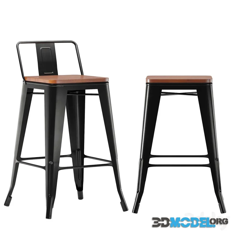 Bar chair Tolix wood