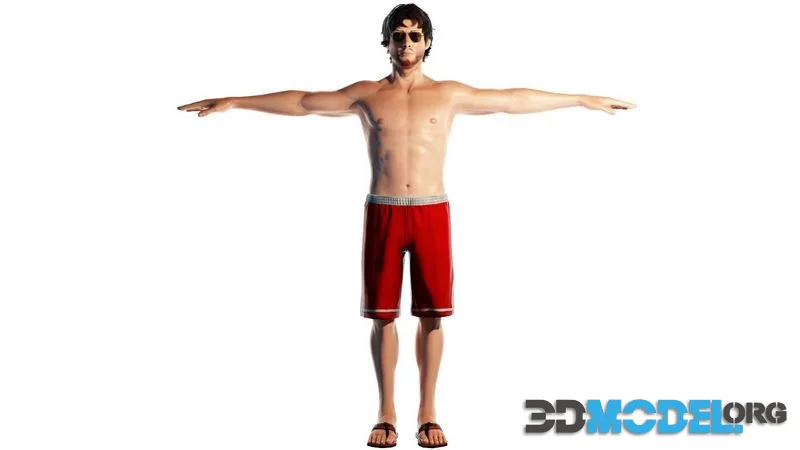 Beach Guy low-poly (PBR)