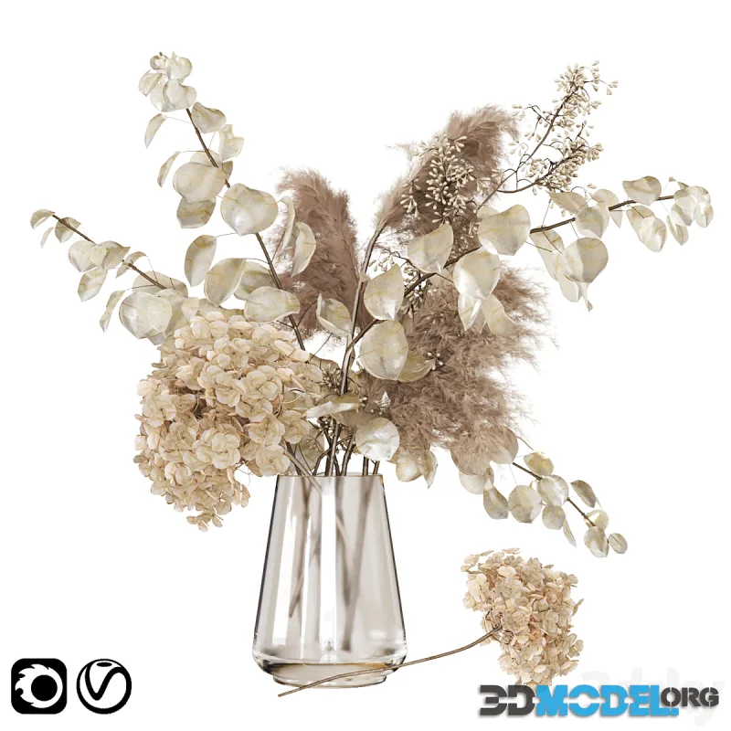 Bouquet 08 (Pampas, White Eucalyptus, Lunarias, Hydrangea)