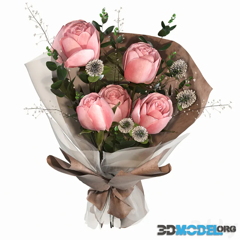 Bouquet with roses and eucalyptus