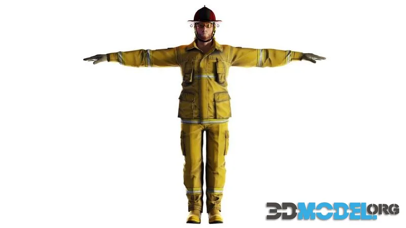 Brave Protector High Quality Firefighter low-poly (PBR)