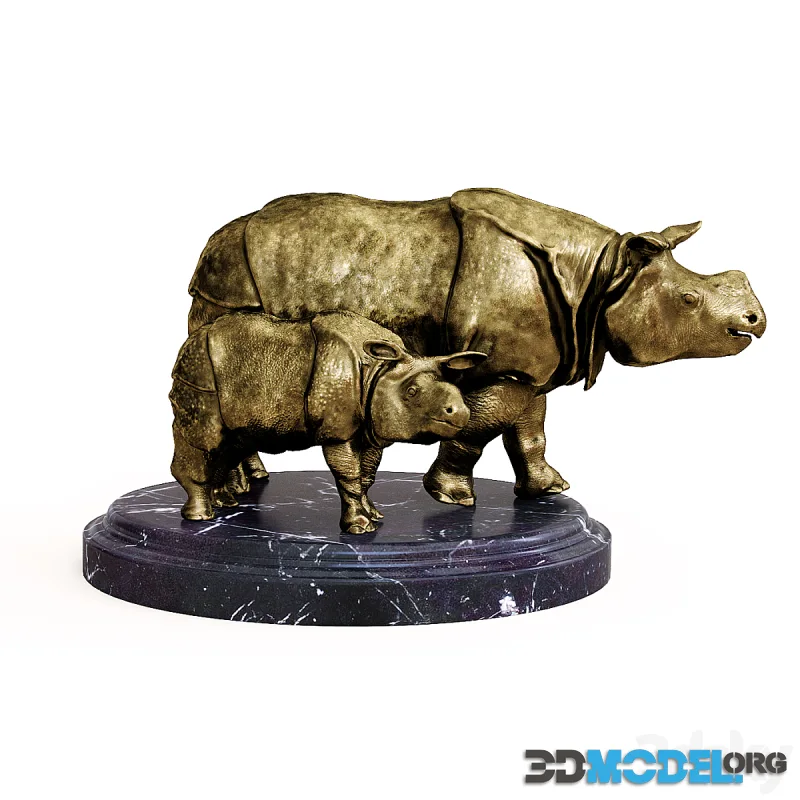 Bronze figures of rhinoceroses