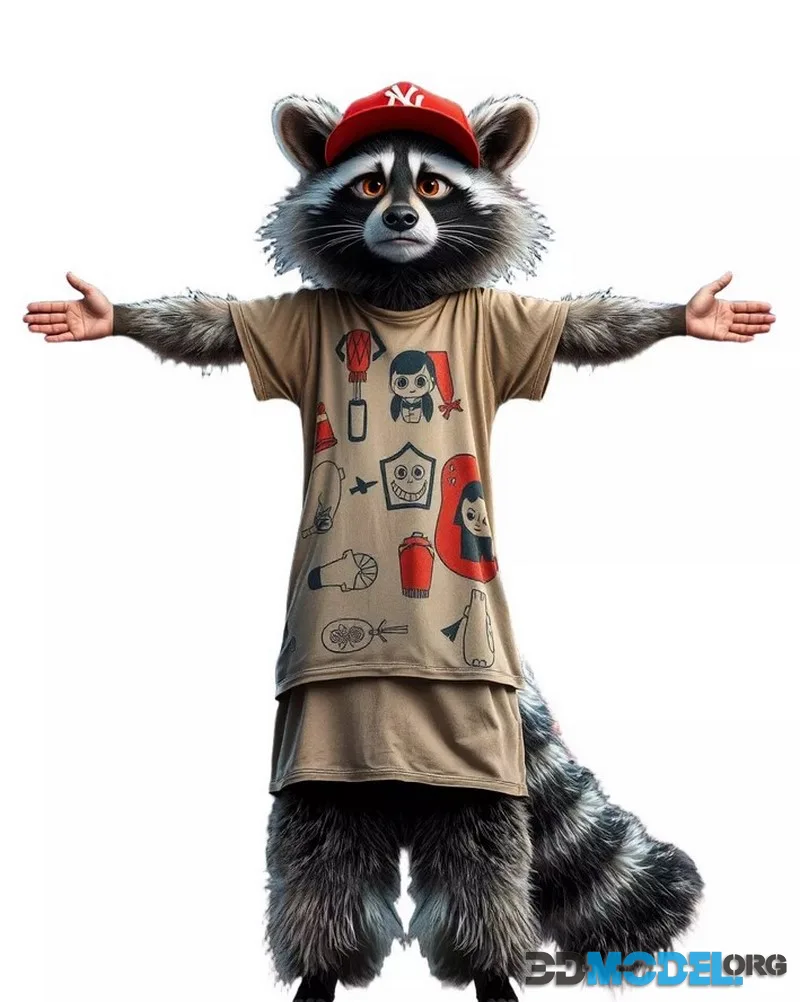 Cartoon Raccoon Character pack low-poly (PBR)