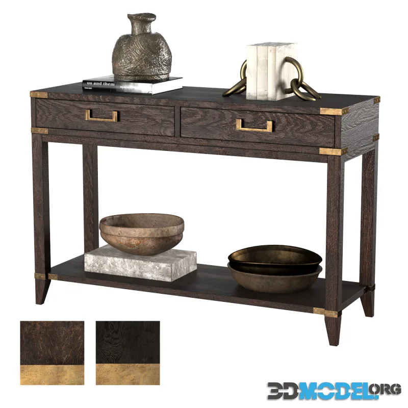 CAYDEN CAMPAIGN 2-DRAWER CONSOLE TABLE dark