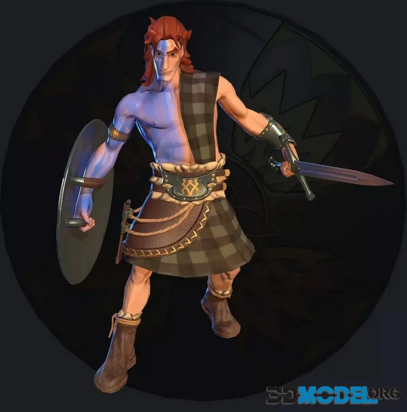Celtic warrior stylized character low-poly (PBR)
