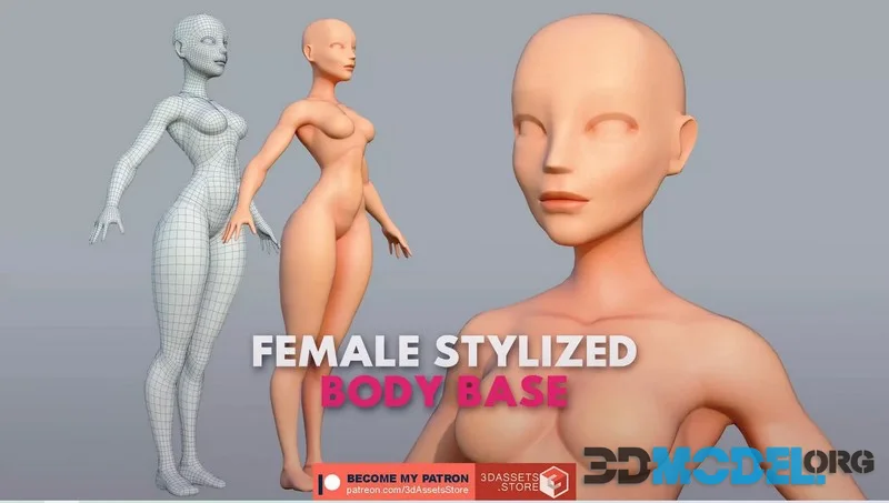 Character – Female Body Base Stylized Included High Poly low-poly (PBR)