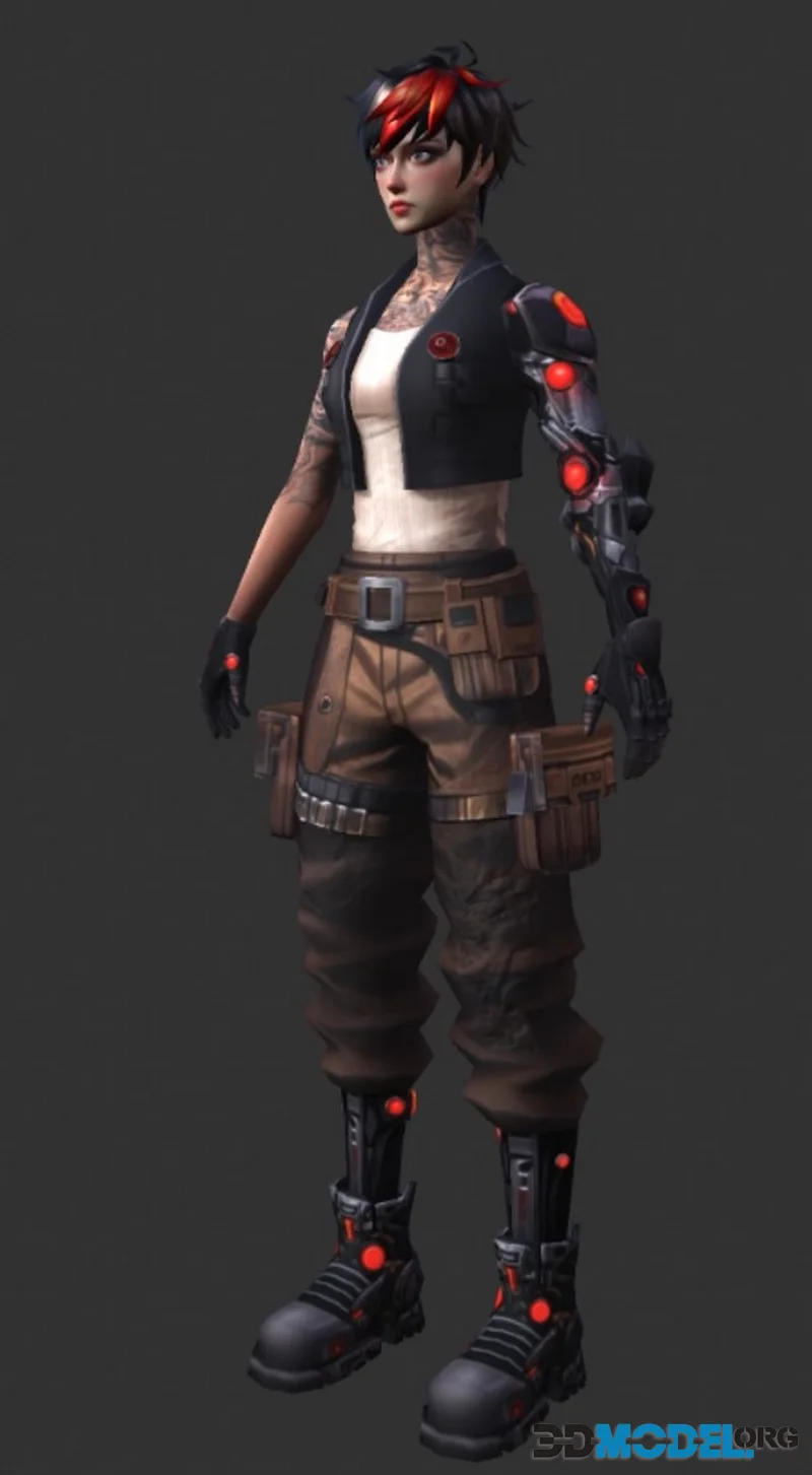 Character Female Warriors 01low-poly (PBR)
