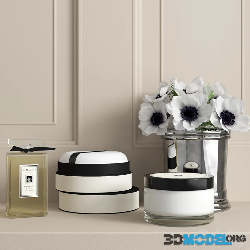 Composition with anemones and perfume jo malone