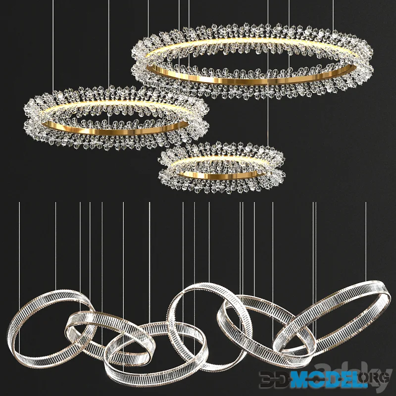 Crystal rings collection, lighting, pendant