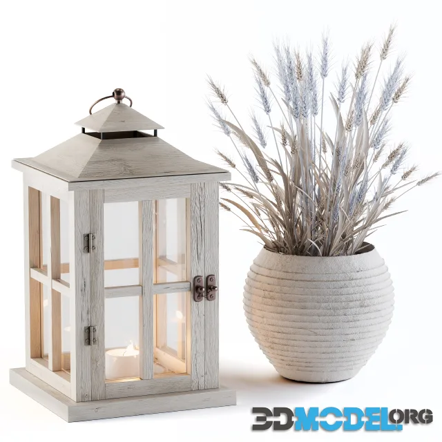 Decorative Blue Wheat & Lantern